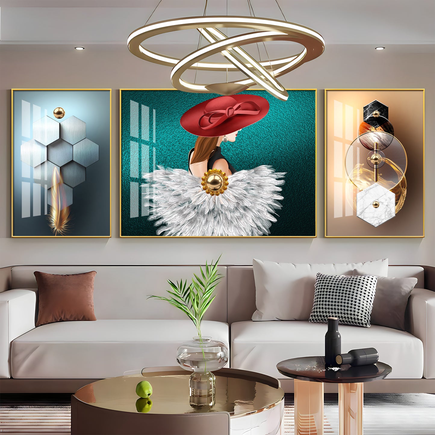 Retreat Abstract Glass Finish Wall Art (Set Of 3)