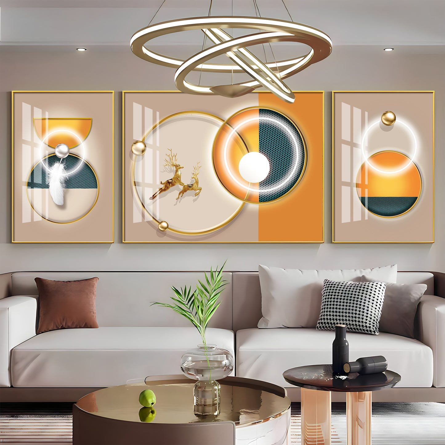 Jumping Towards Light Glass Finish Wall Art (Set Of 3)