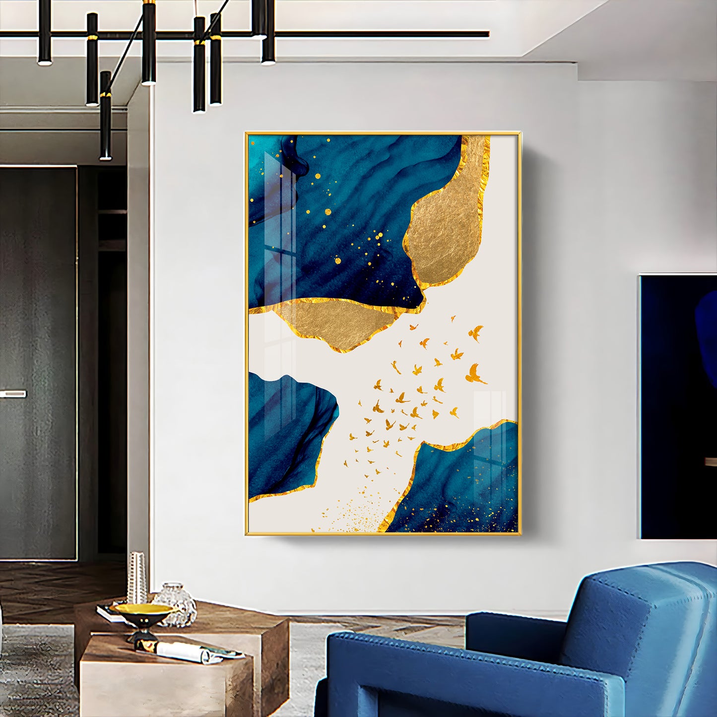 Luxe Harmony Abstracts Glass Finish Vertical Wall Art