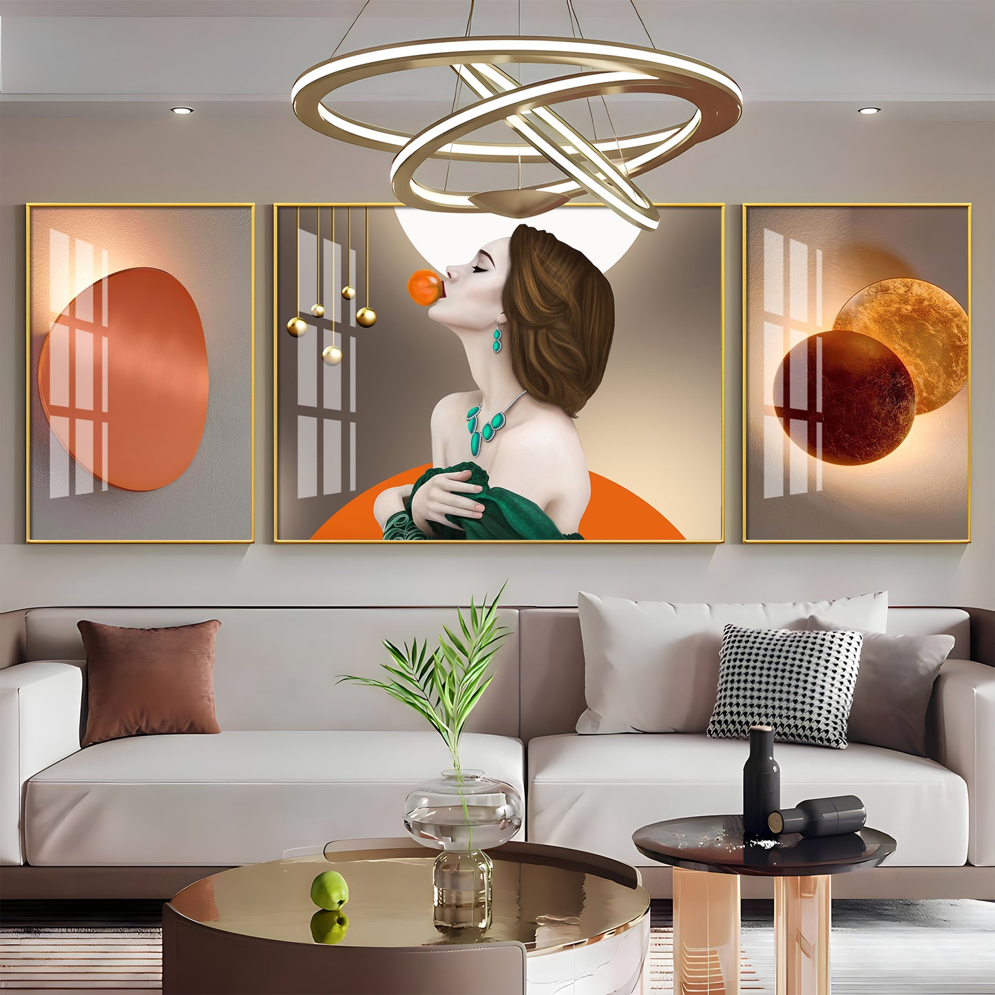 Urban Elegance Glass Finish Wall Art (Set Of 3)