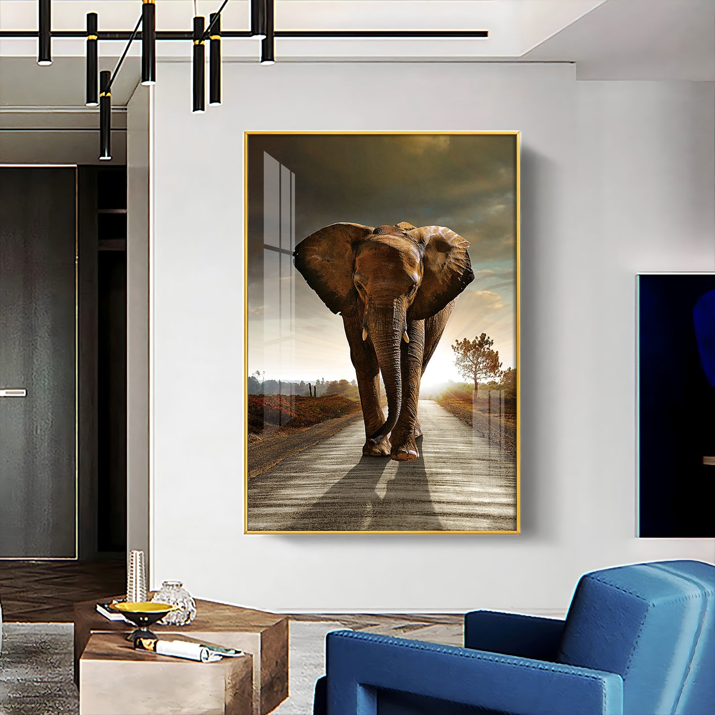 Urban Safari Living Room Adventure Glass Finish Vertical Wall Art