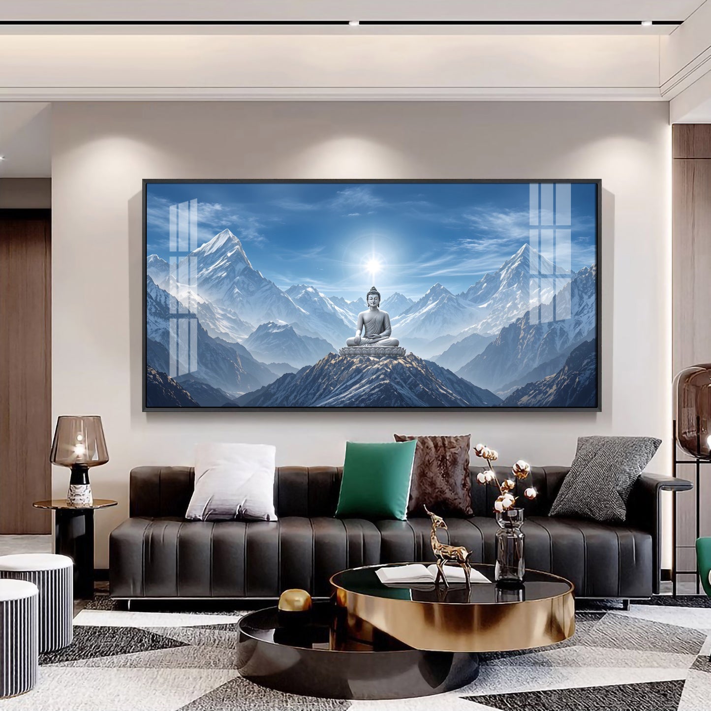 Sky Emembrance Buddha Glass Finish Horizontal Wall Art
