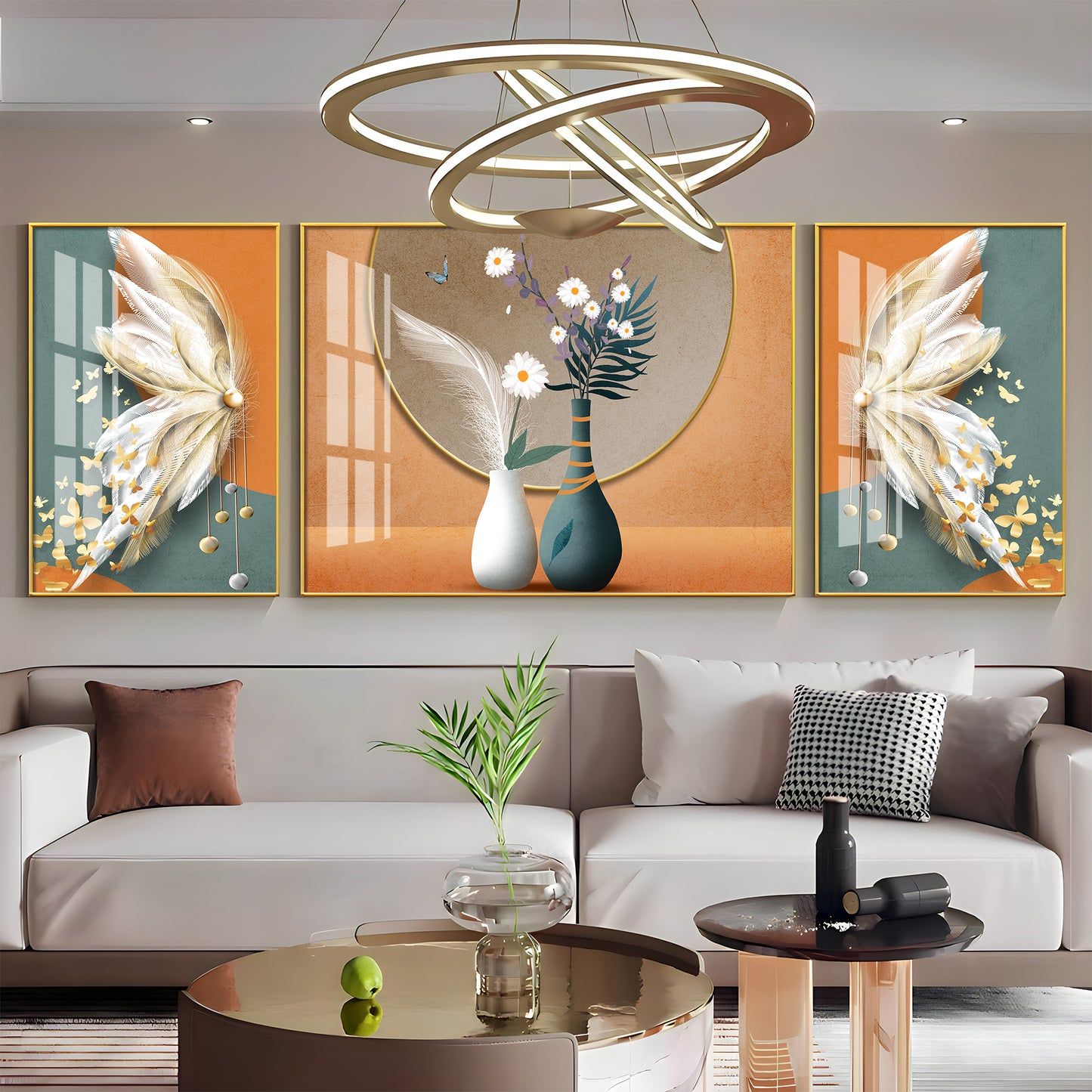 Vase of Blooms Glass Finish Wall Art (Set Of 3)