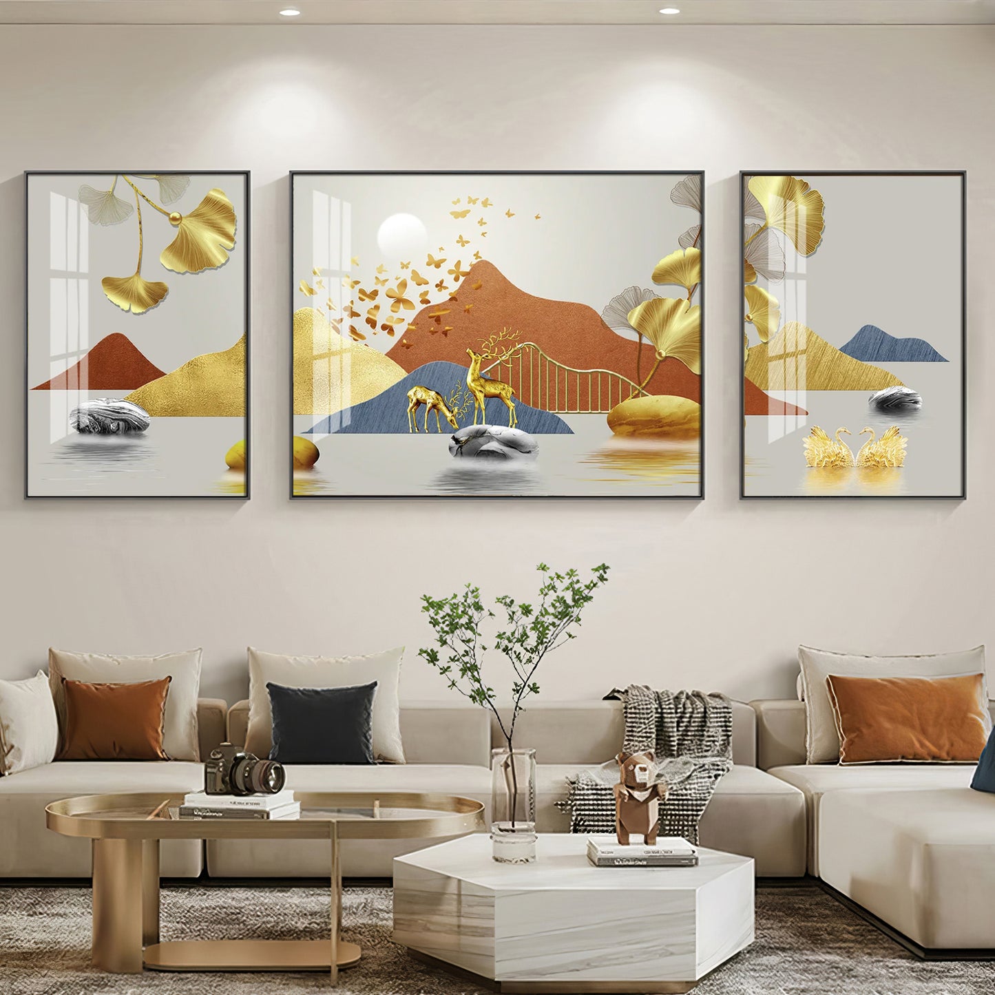 Alpine Harmony Glass Finish Wall Art (Set Of 3)