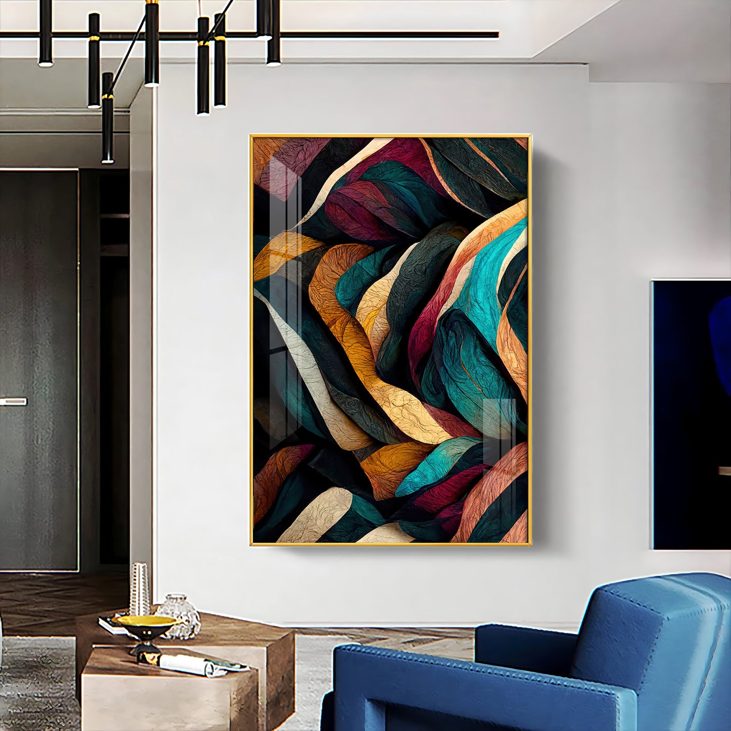 Colorful Harmony Glass Finish Vertical Wall Art
