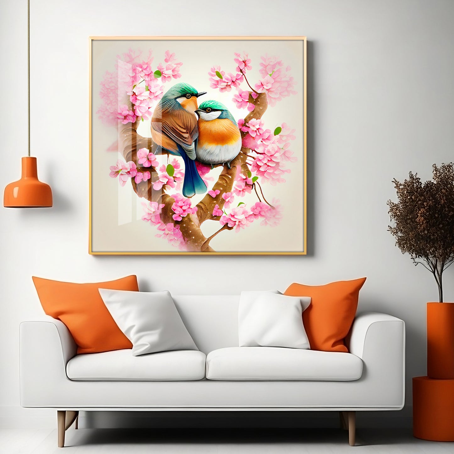Avian Harmony Glass Finish Square Wall Art