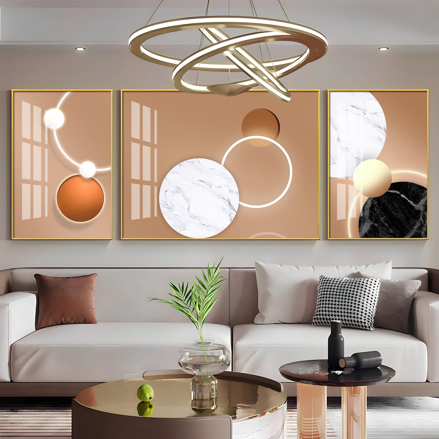 Art Ensemble Glass Finish Wall Art (Set Of 3)