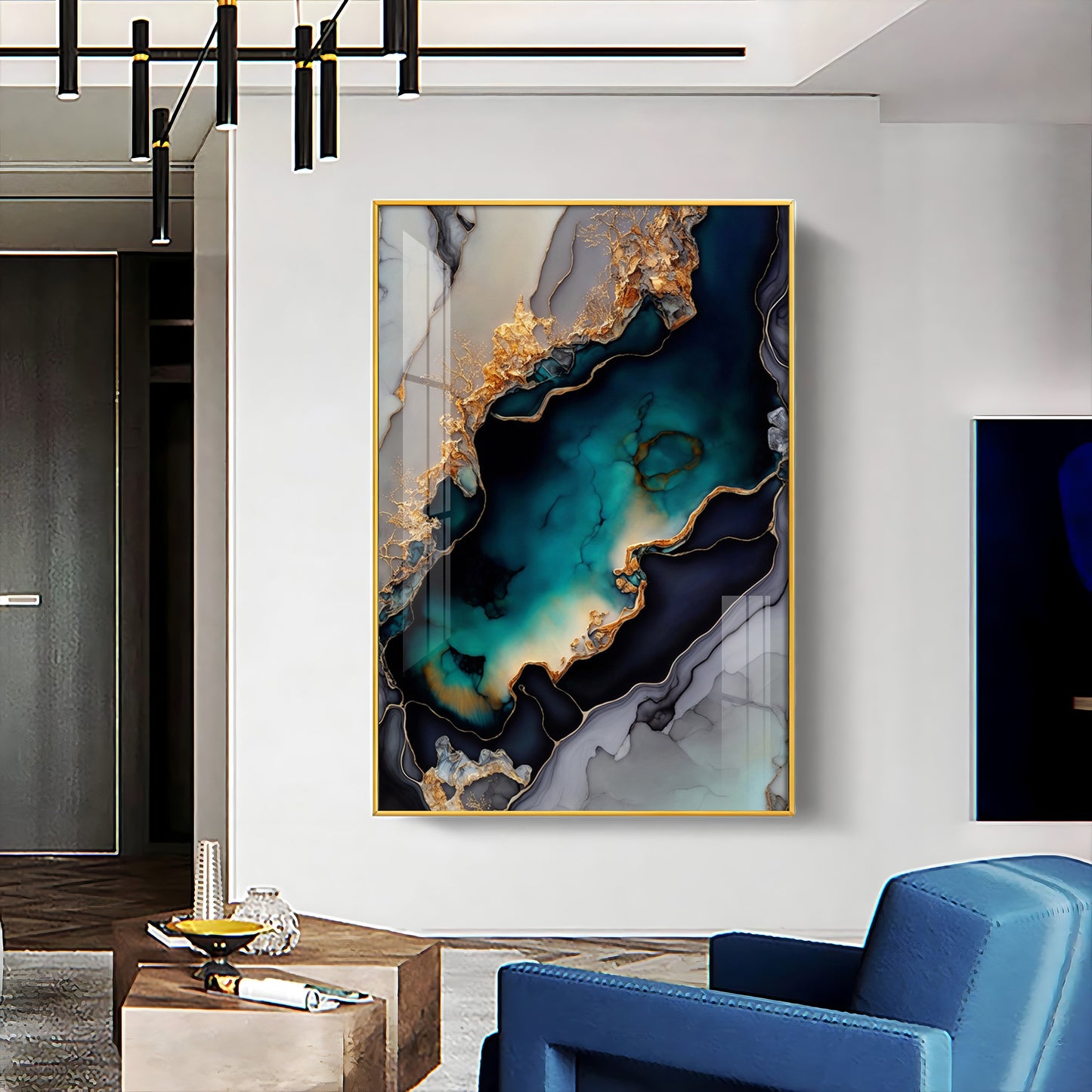 Mystic Waves Glass Finish Vertical Wall Art