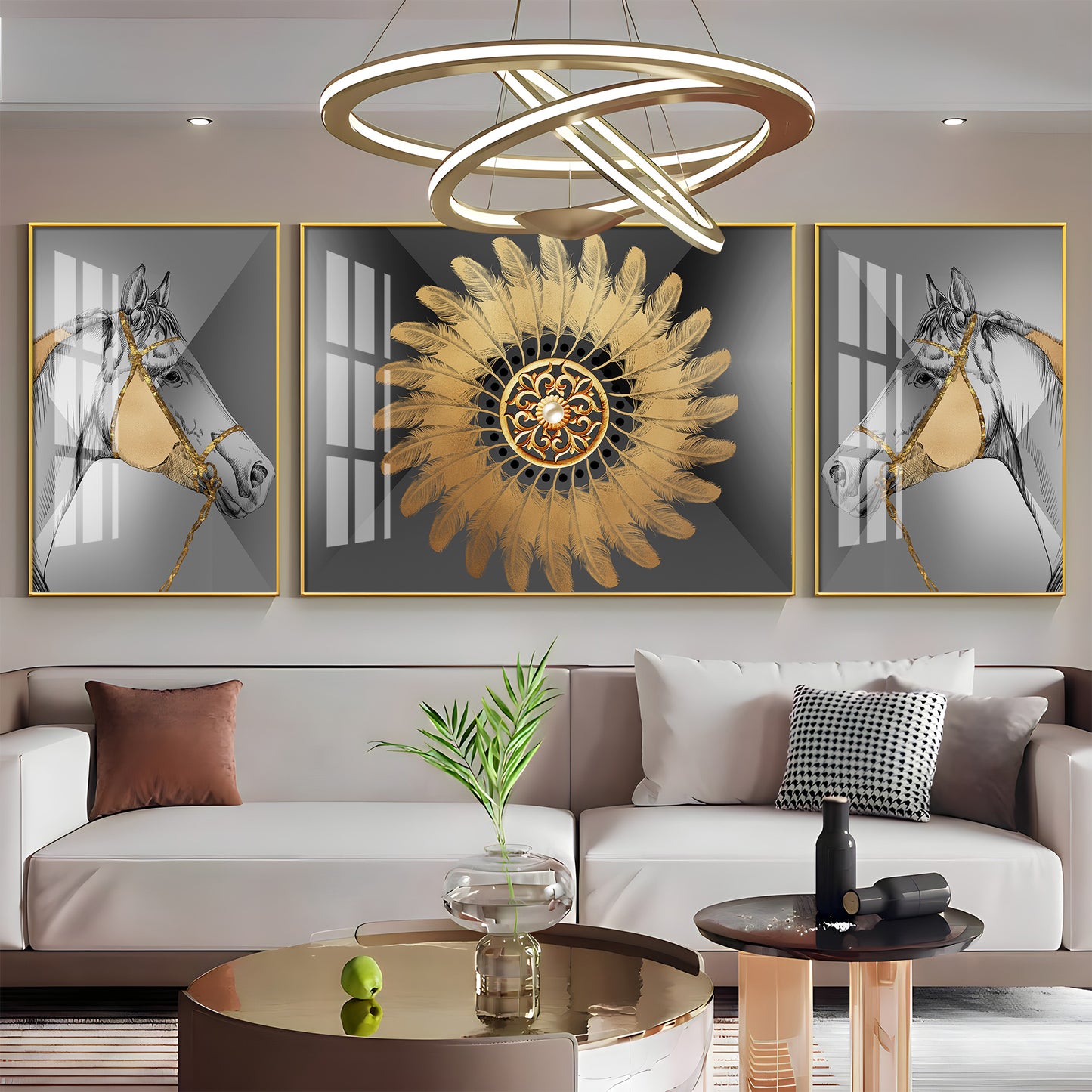 Voyage of Horses Glass Finish Wall Art (Set Of 3)