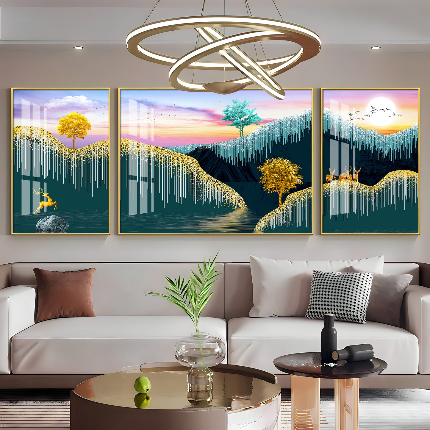 Nature's Harmony Glass Finish Wall Art (Set Of 3)