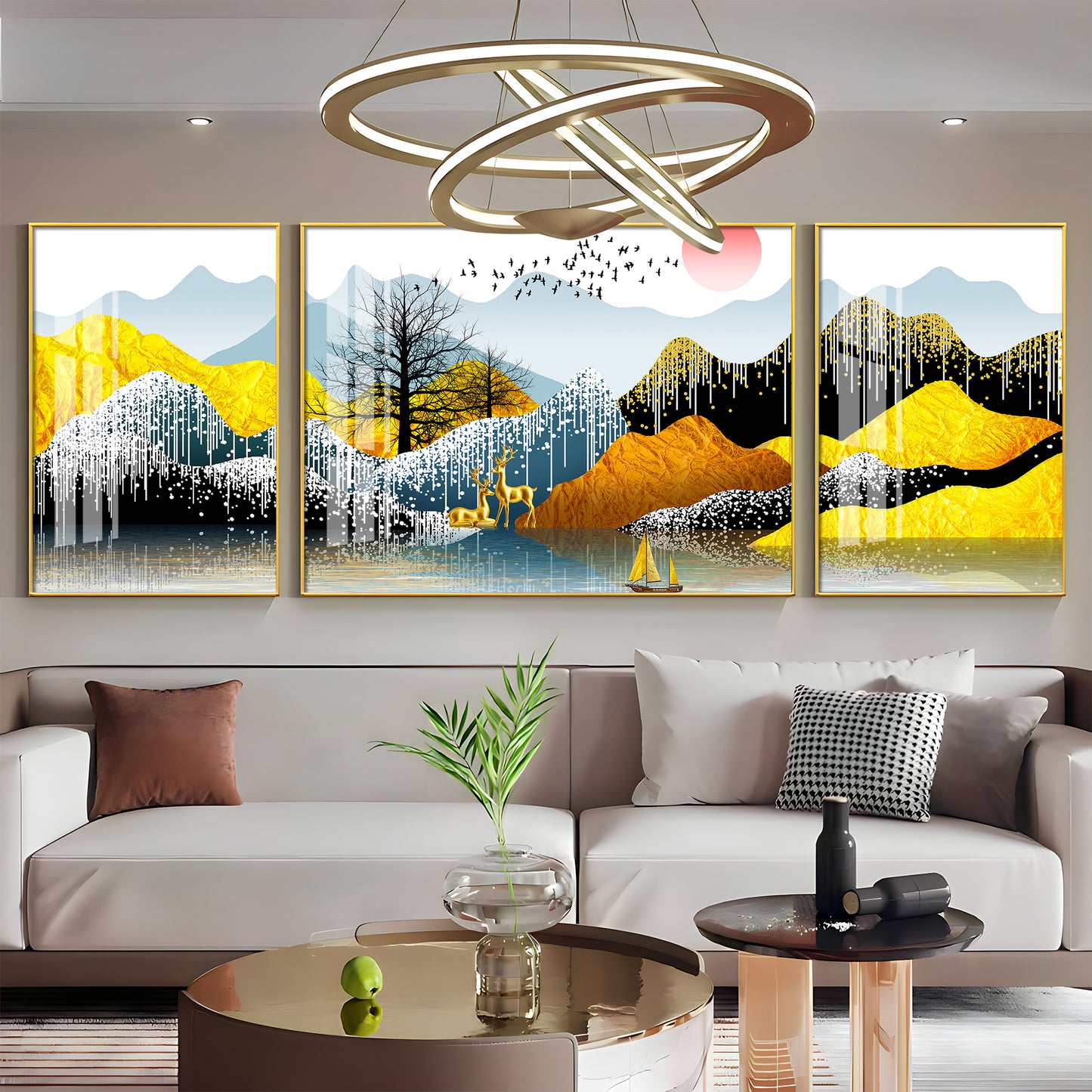 Majestic Mountain Views Glass Finish Wall Art (Set Of 3)
