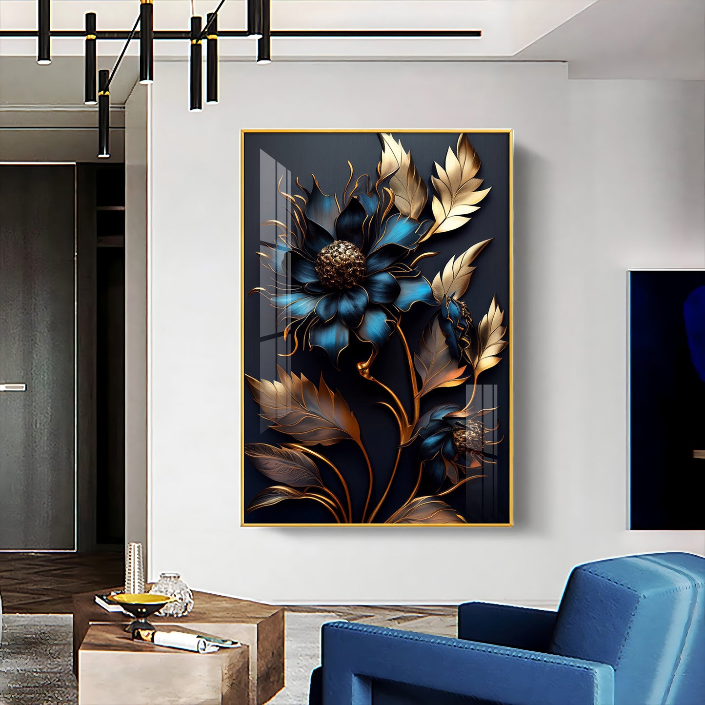 Twilight Garden Glass Finish Vertical Wall Art