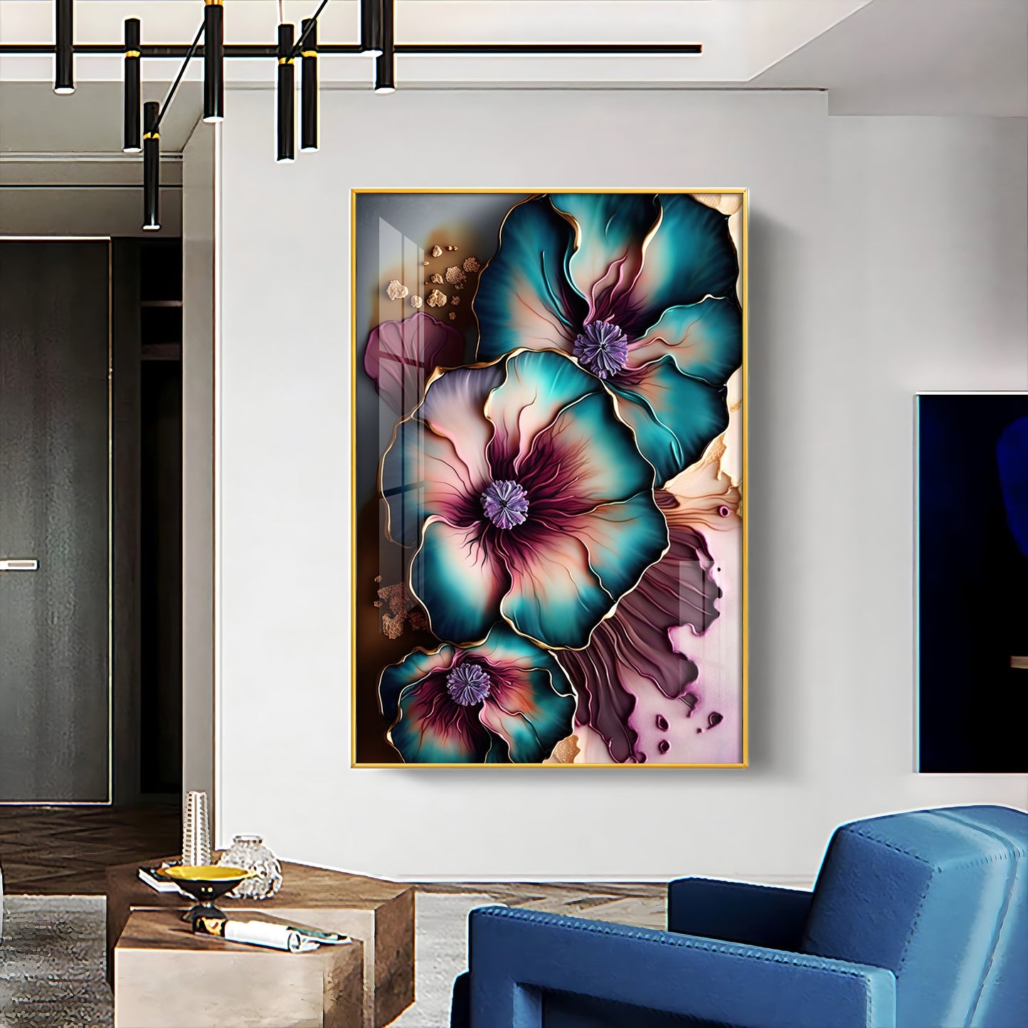 Elysian Blooms Glass Finish Vertical Wall Art