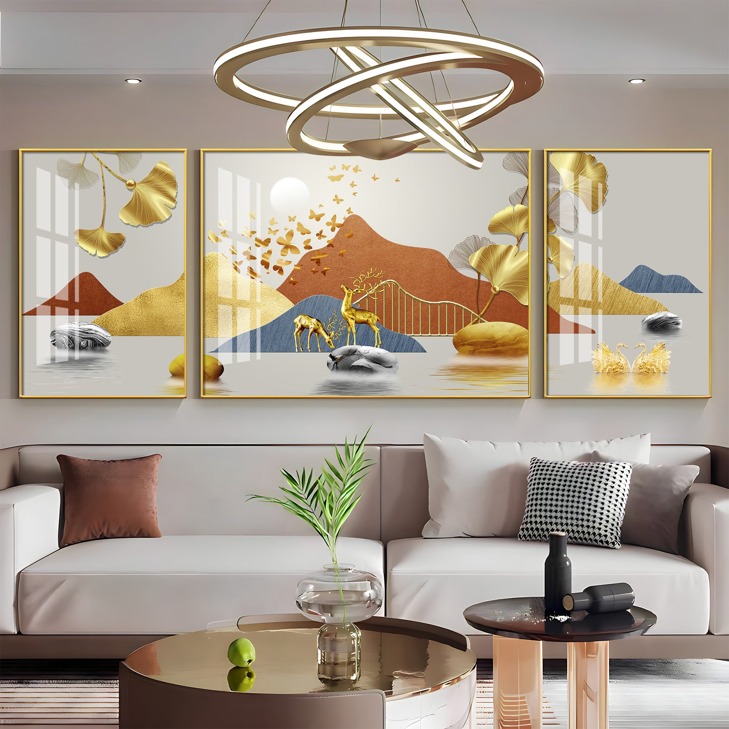 Alpine Harmony Glass Finish Wall Art (Set Of 3)