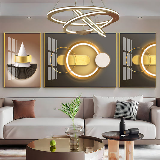 Brown & Gold Fusion Glass Finish Wall Art (Set Of 3)