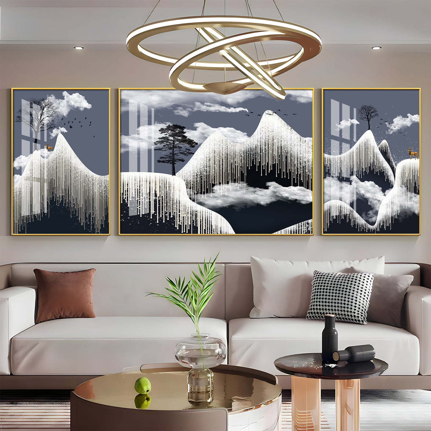 Alpine Dreamscape Glass Finish Wall Art (Set Of 3)