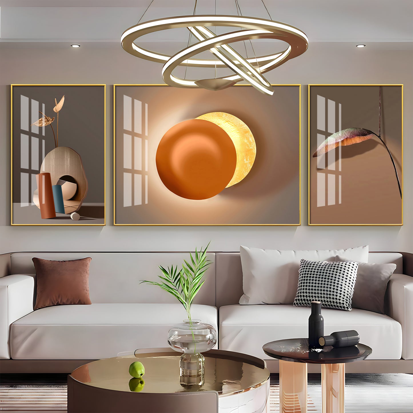 Serenity Set Glass Finish Wall Art (Set Of 3)