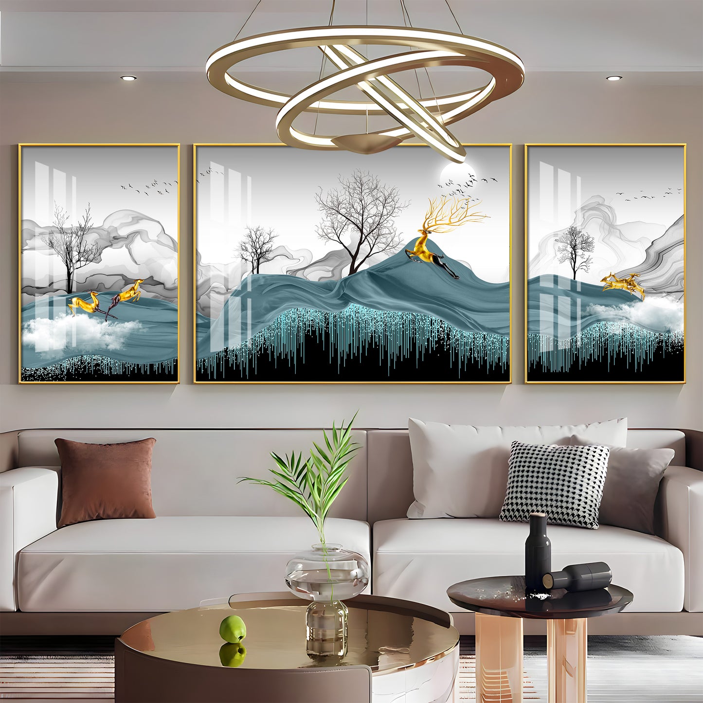 Majestic Landscapes Glass Finish Wall Art (Set Of 3)