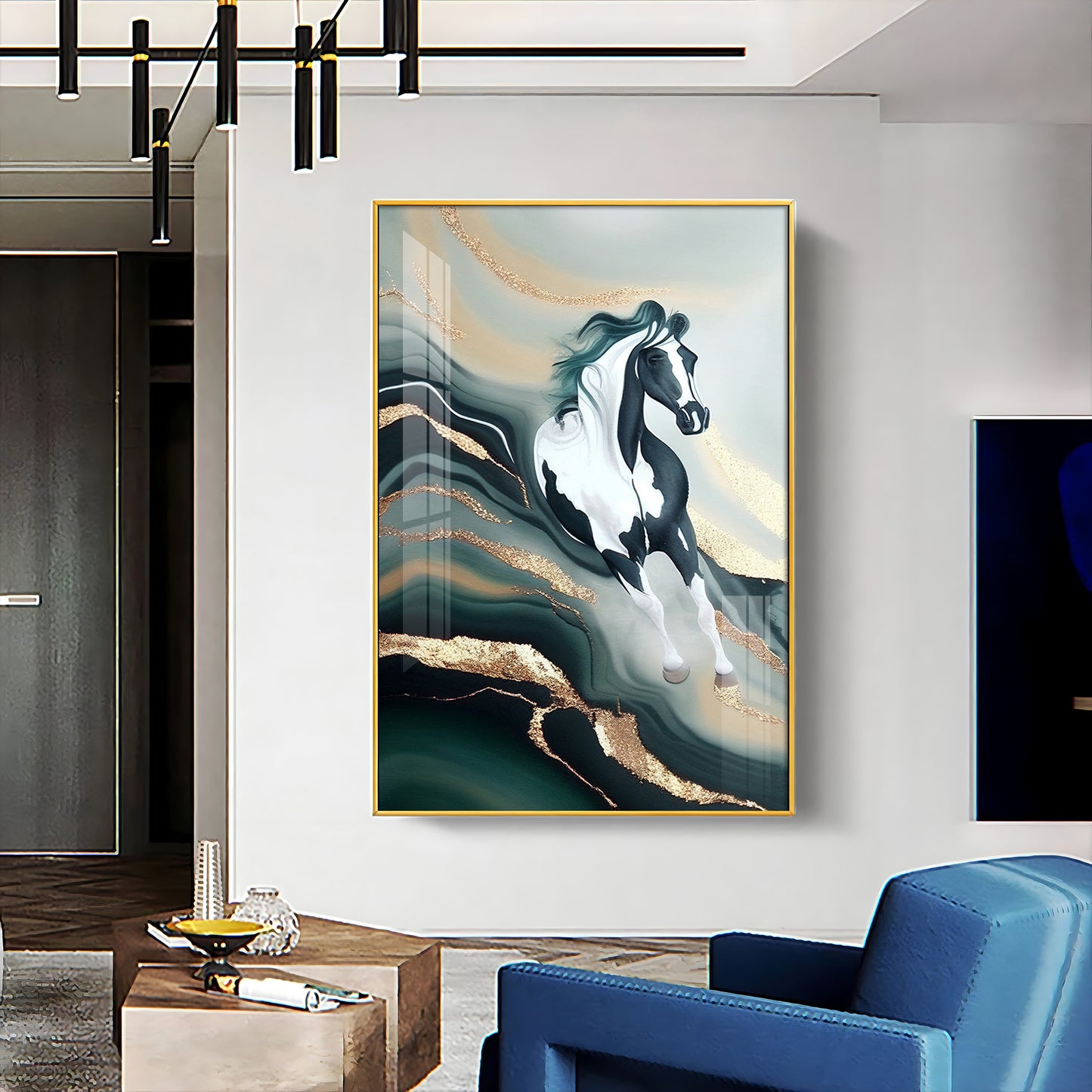 Horse Majestic Motion Glass Finish Vertical Wall Art