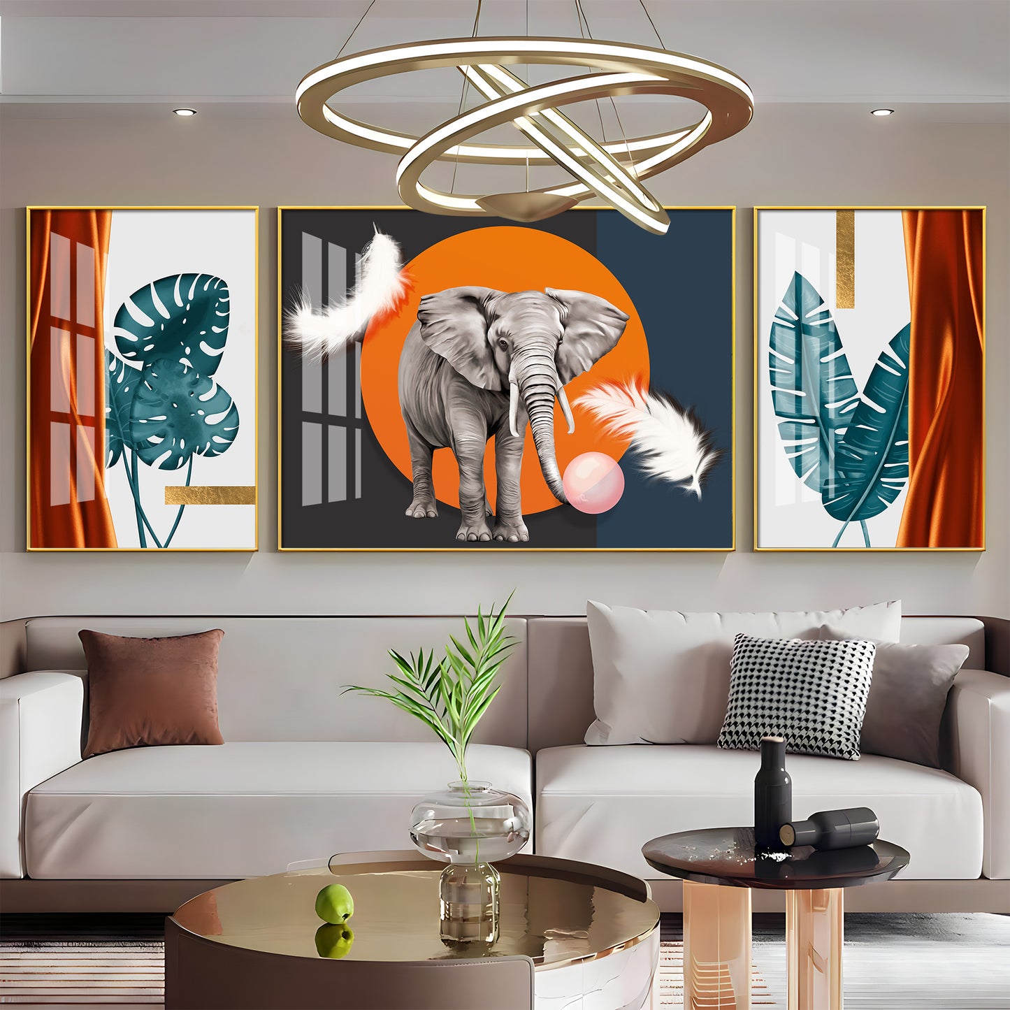 Alpha Aura Glass Finish Wall Art (Set Of 3)