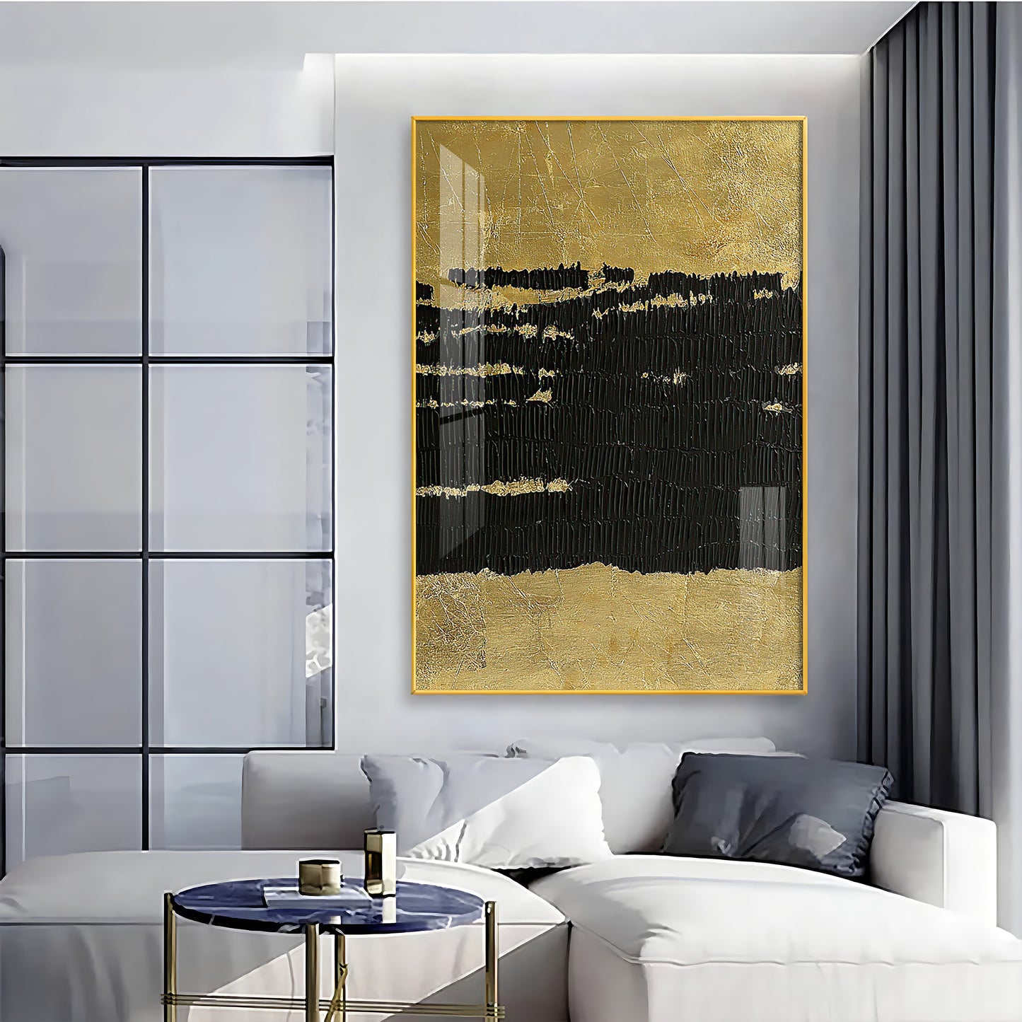 Midnight Elegance Glass Finish Vertical Wall Art