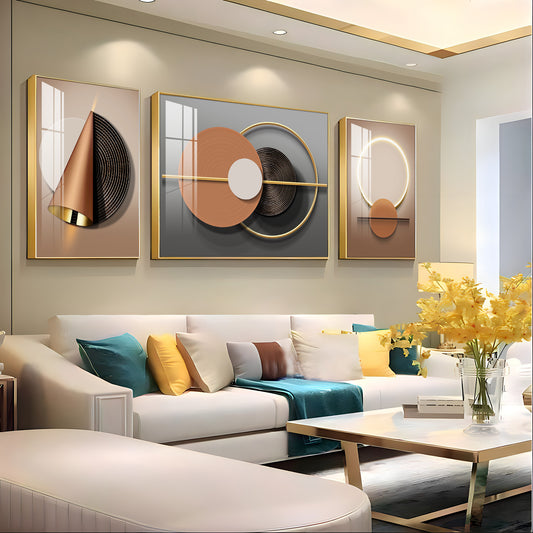 Luxe Haven  Glass Finish Wall Art (Set Of 3)
