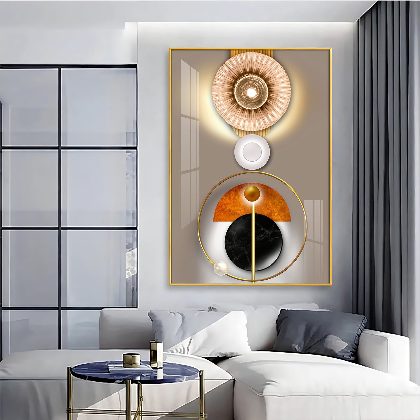 Circle of Modernity Glass Finish Vertical Wall Art