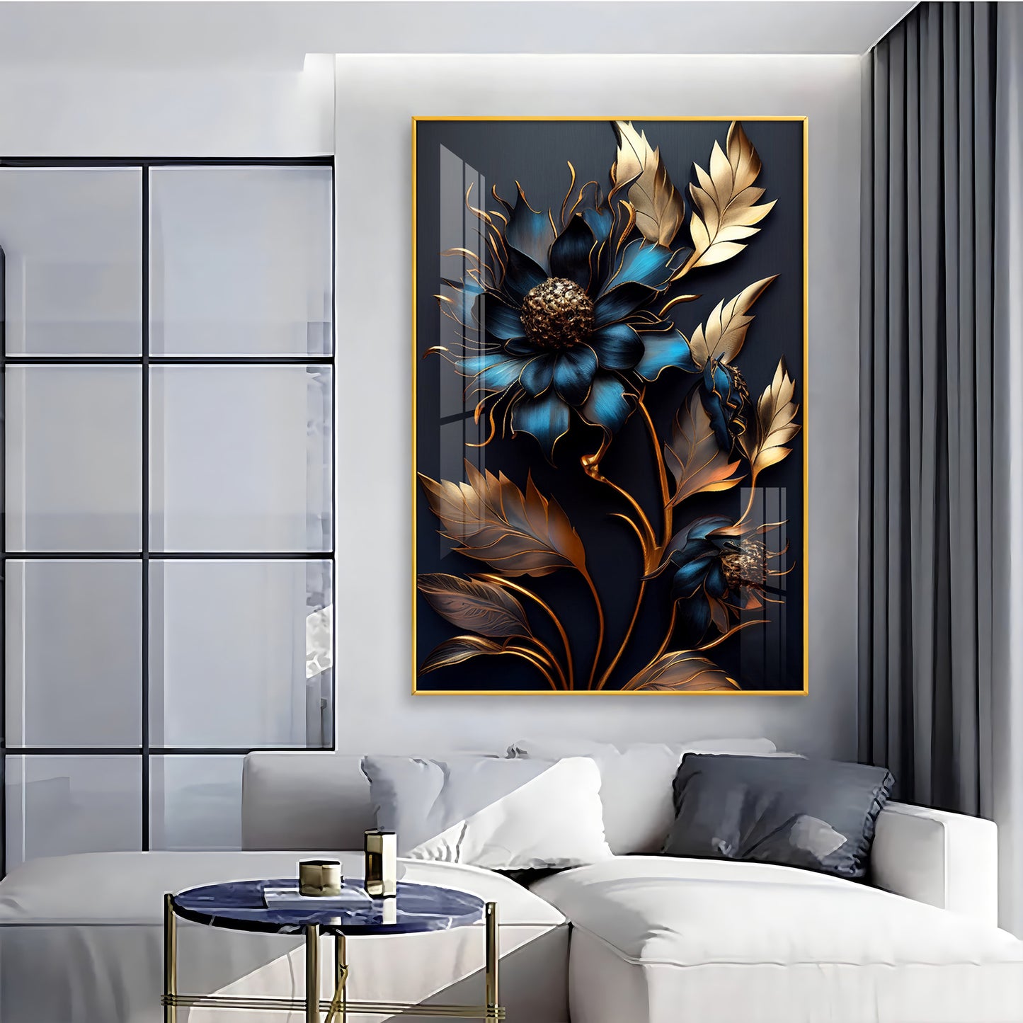 Twilight Garden Glass Finish Vertical Wall Art