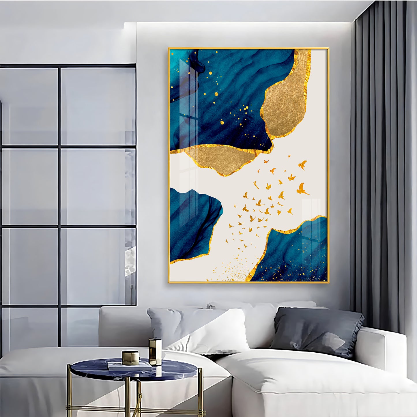 Luxe Harmony Abstracts Glass Finish Vertical Wall Art