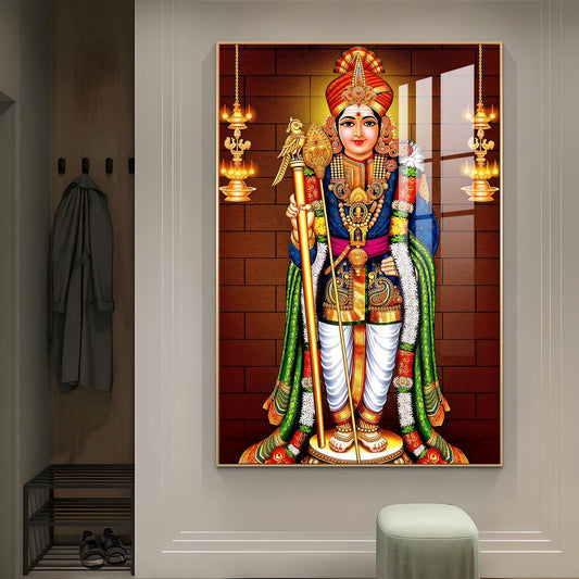 Divine Lord Murugan Spiritual Glass Finish Wall Art