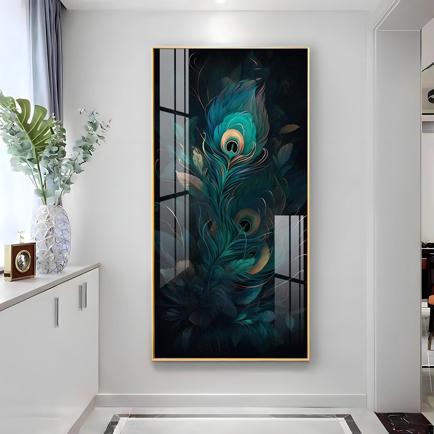 Buddha's Peaceful Retreat Glass Finish Vertical Wall Art