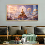 Morning Vibrance Buddha Glass Finish Horizontal Wall Art