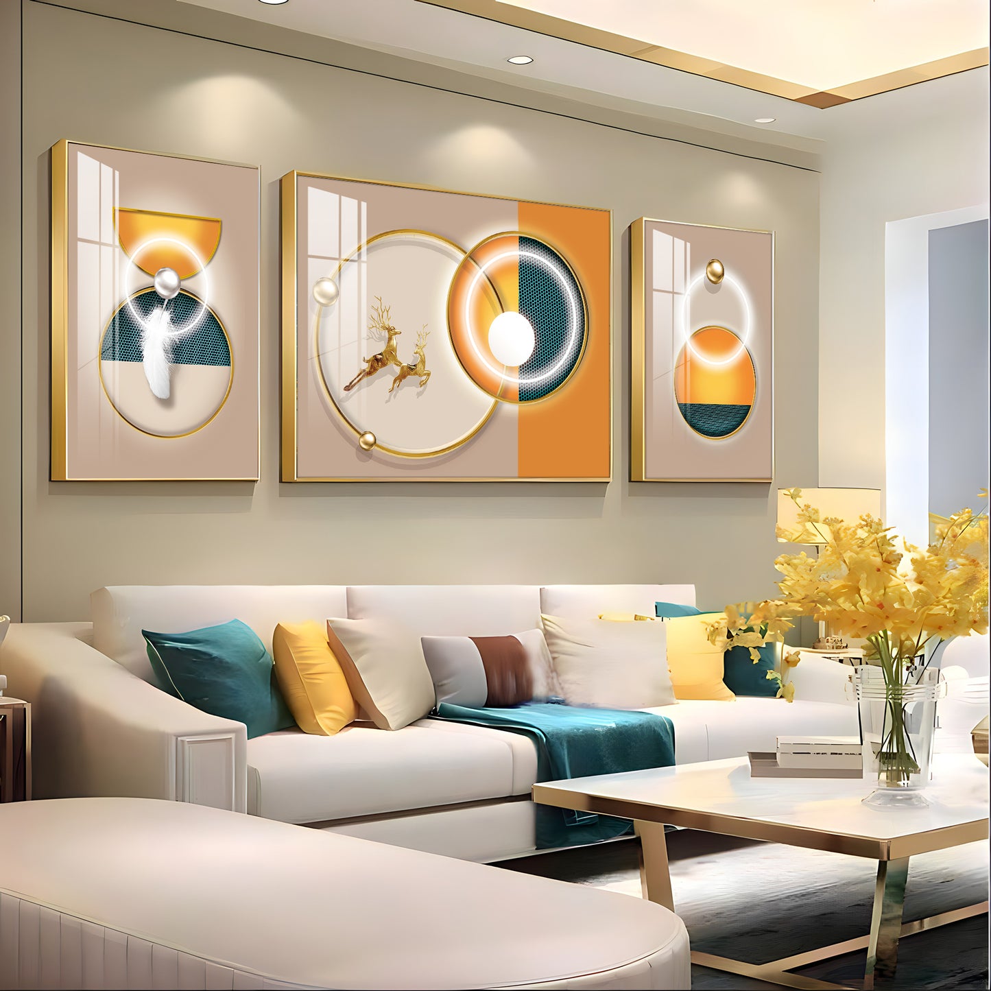 Jumping Towards Light Glass Finish Wall Art (Set Of 3)