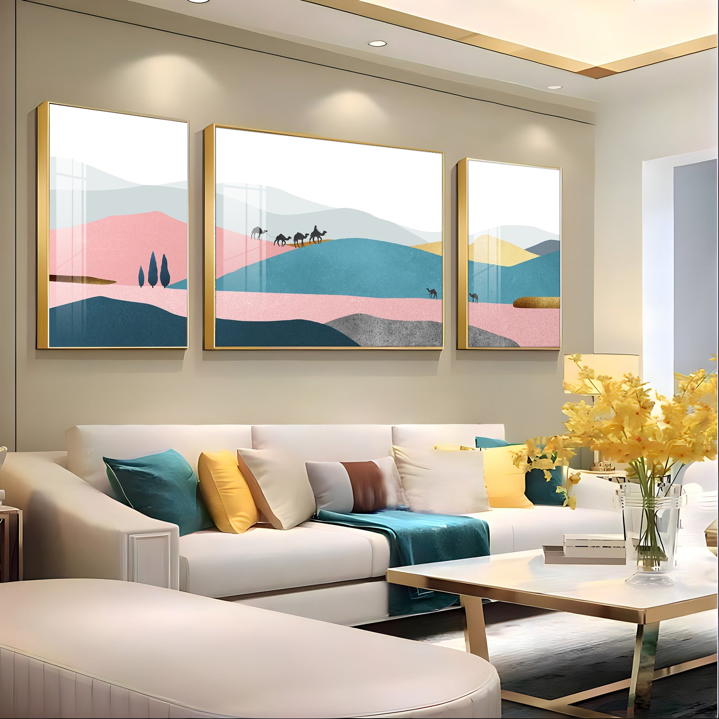 Abstraction of Desert Glass Finish Wall Art (Set Of 3)