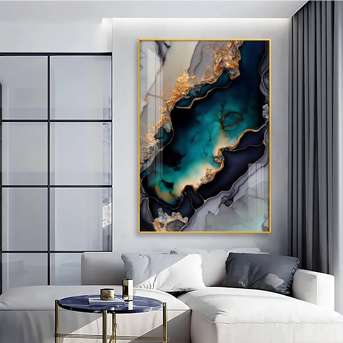 Mystic Waves Glass Finish Vertical Wall Art