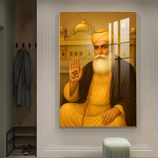 Majestic Presence Of Guru Glass Finish Vertical Wall Art