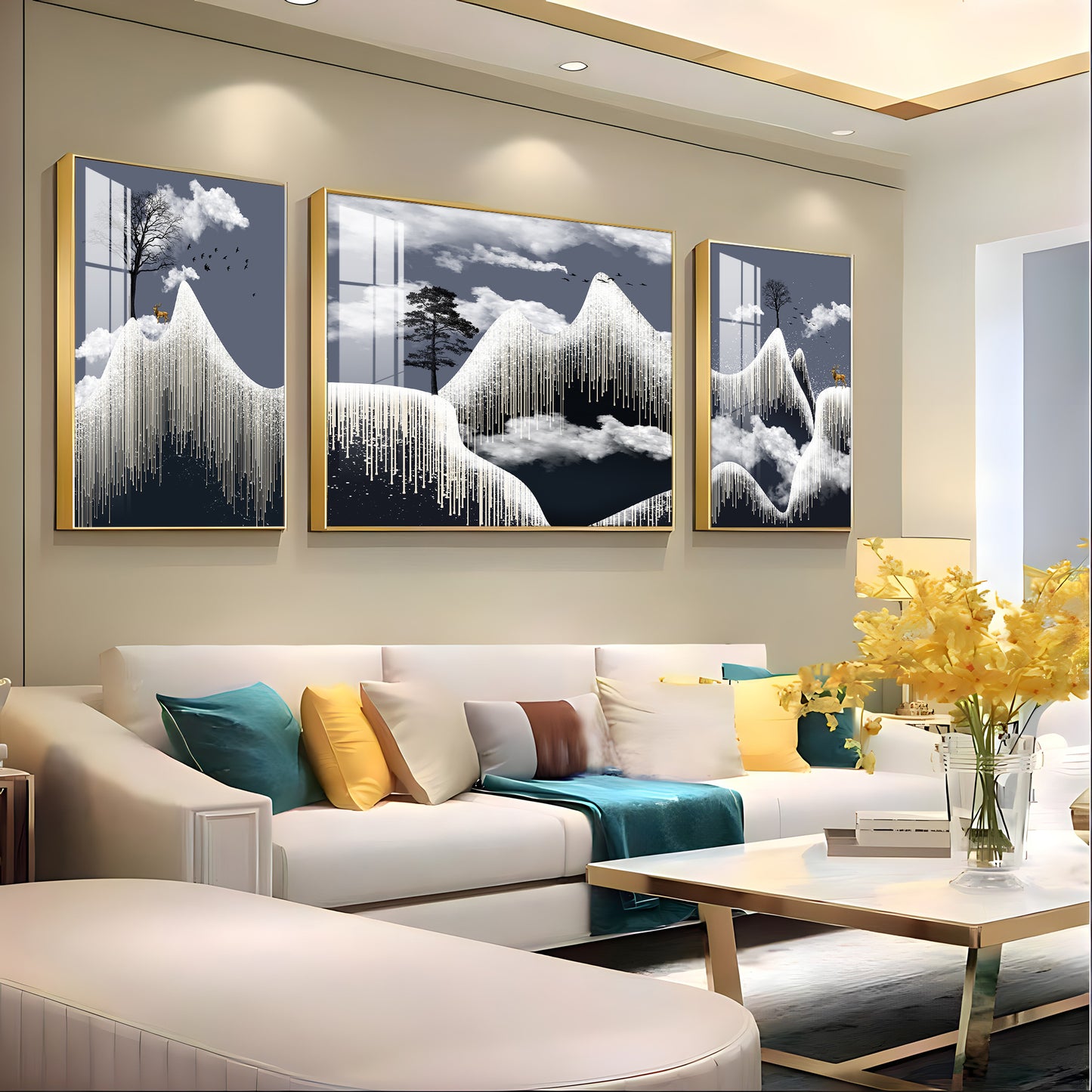 Alpine Dreamscape Glass Finish Wall Art (Set Of 3)