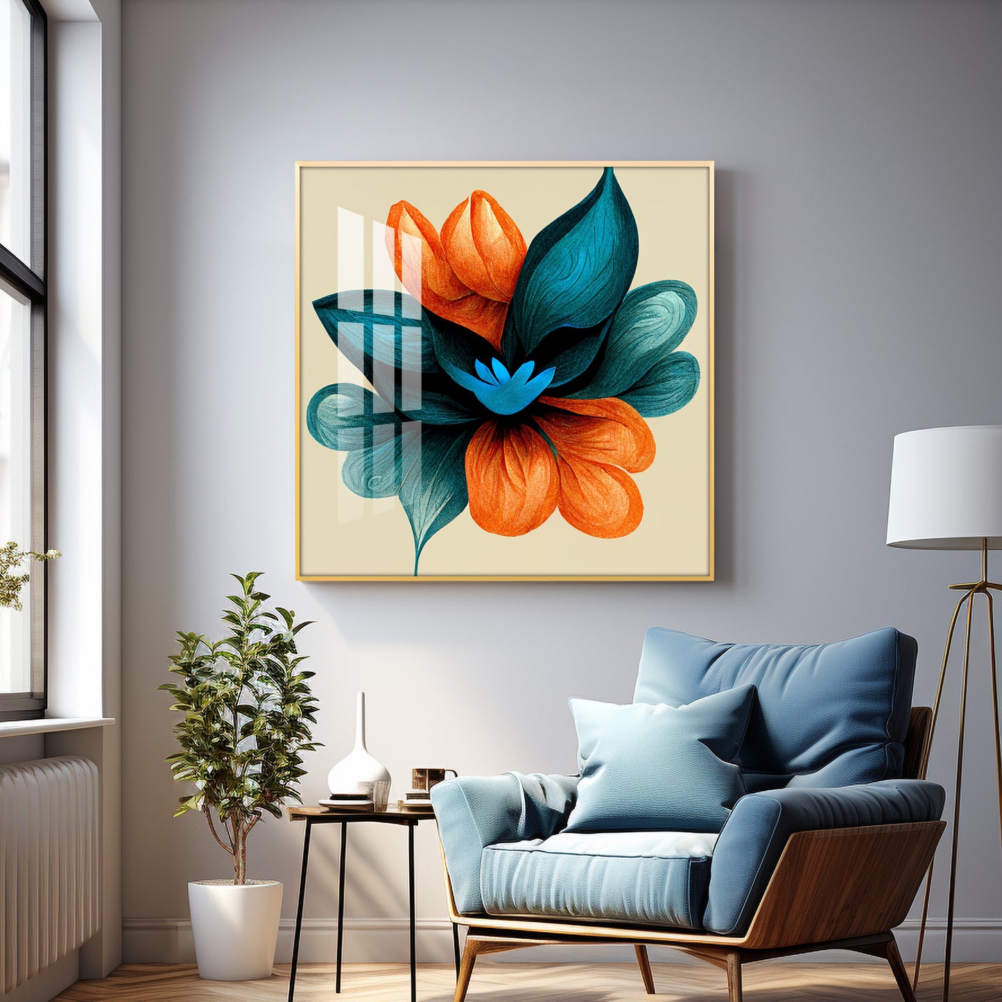Abstract Ethereal Petals Glass Finish Square Wall Art