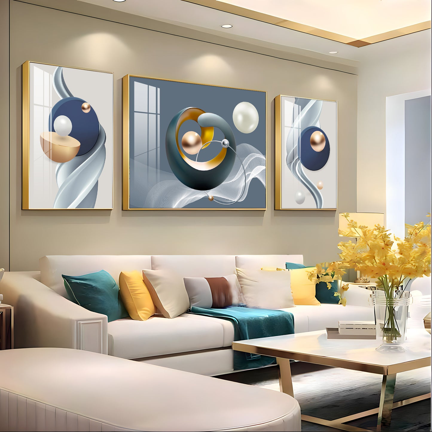 Serenity in Color Glass Finish Wall Art (Set Of 3)