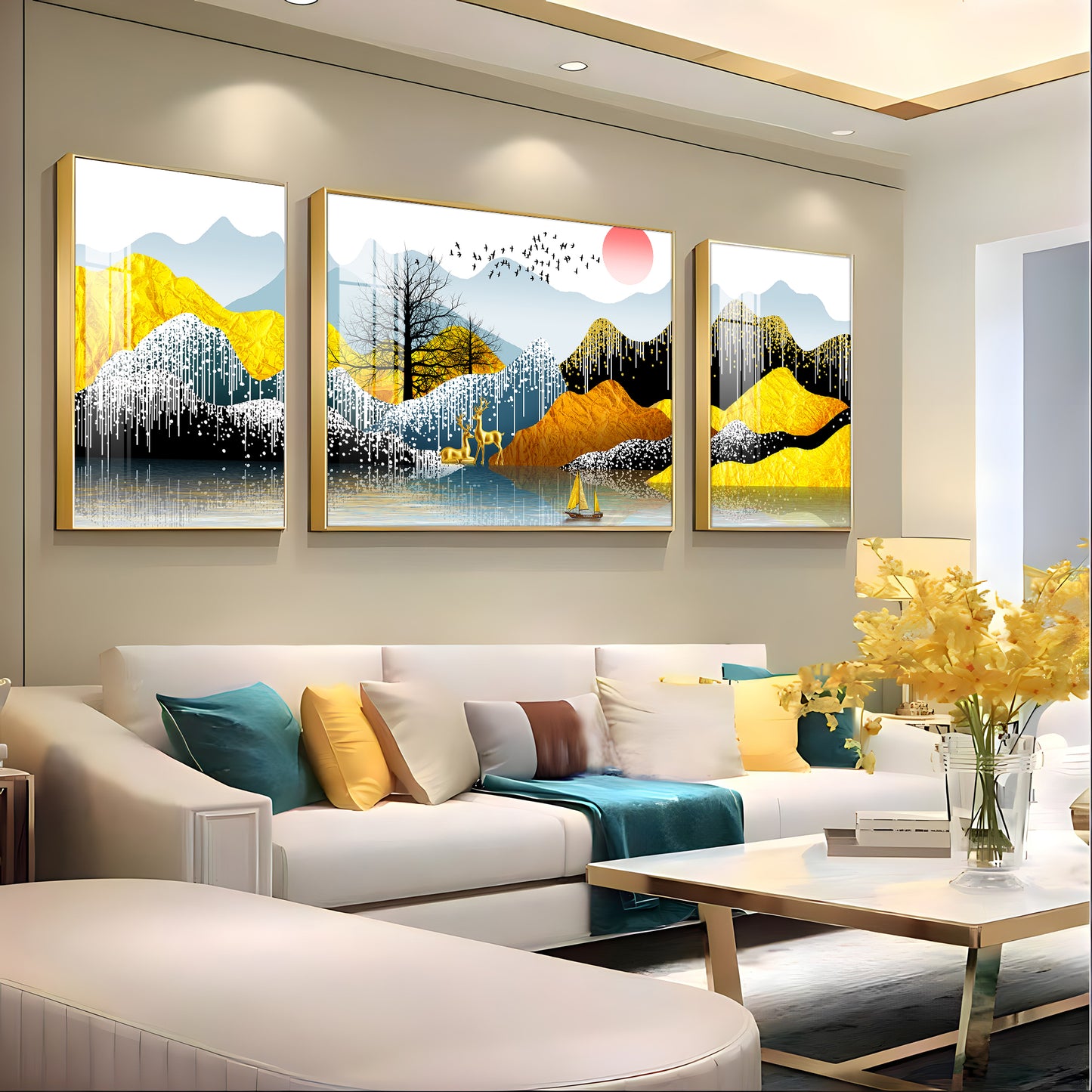Majestic Mountain Views Glass Finish Wall Art (Set Of 3)