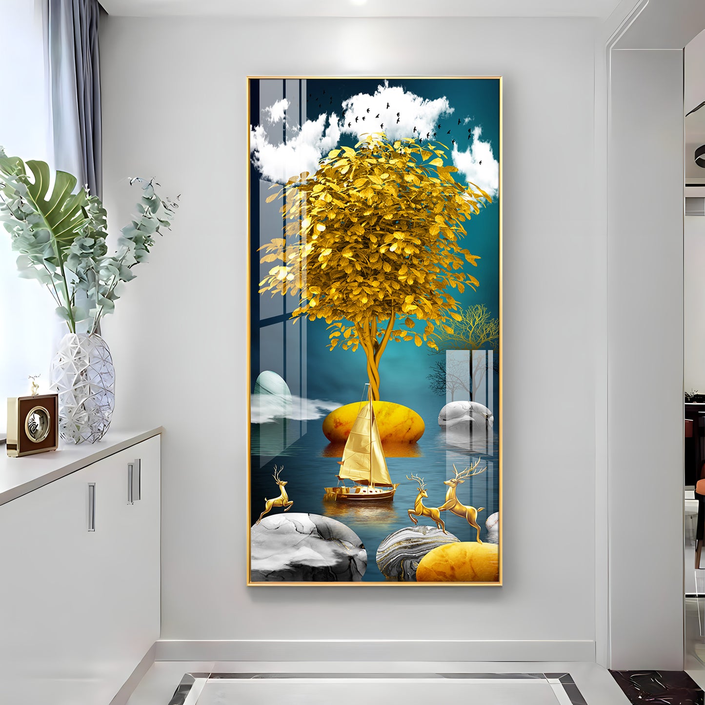 The Living Art Glass Finish Vertical Wall Art