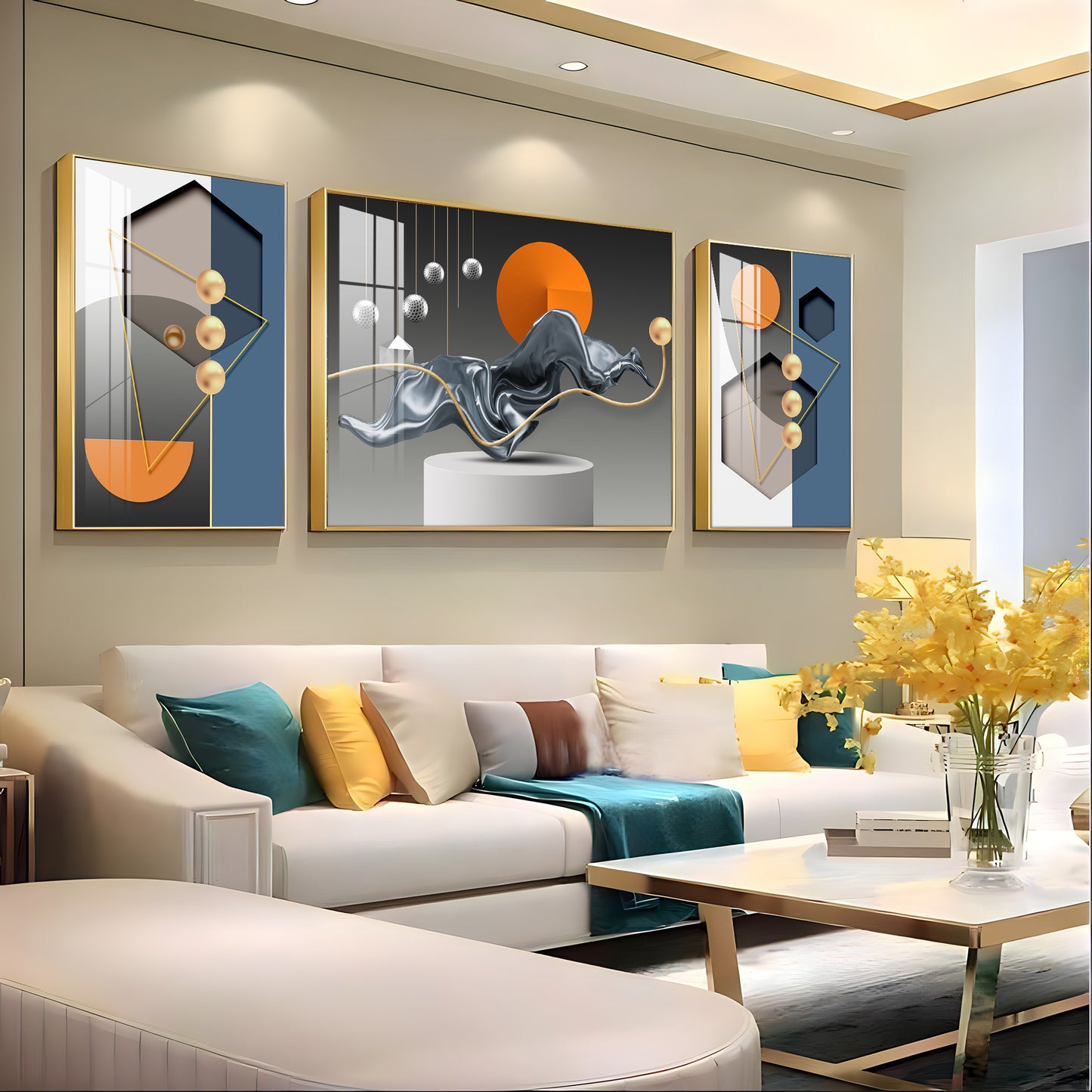 Artistic Aura Glass Finish Wall Art (Set Of 3)