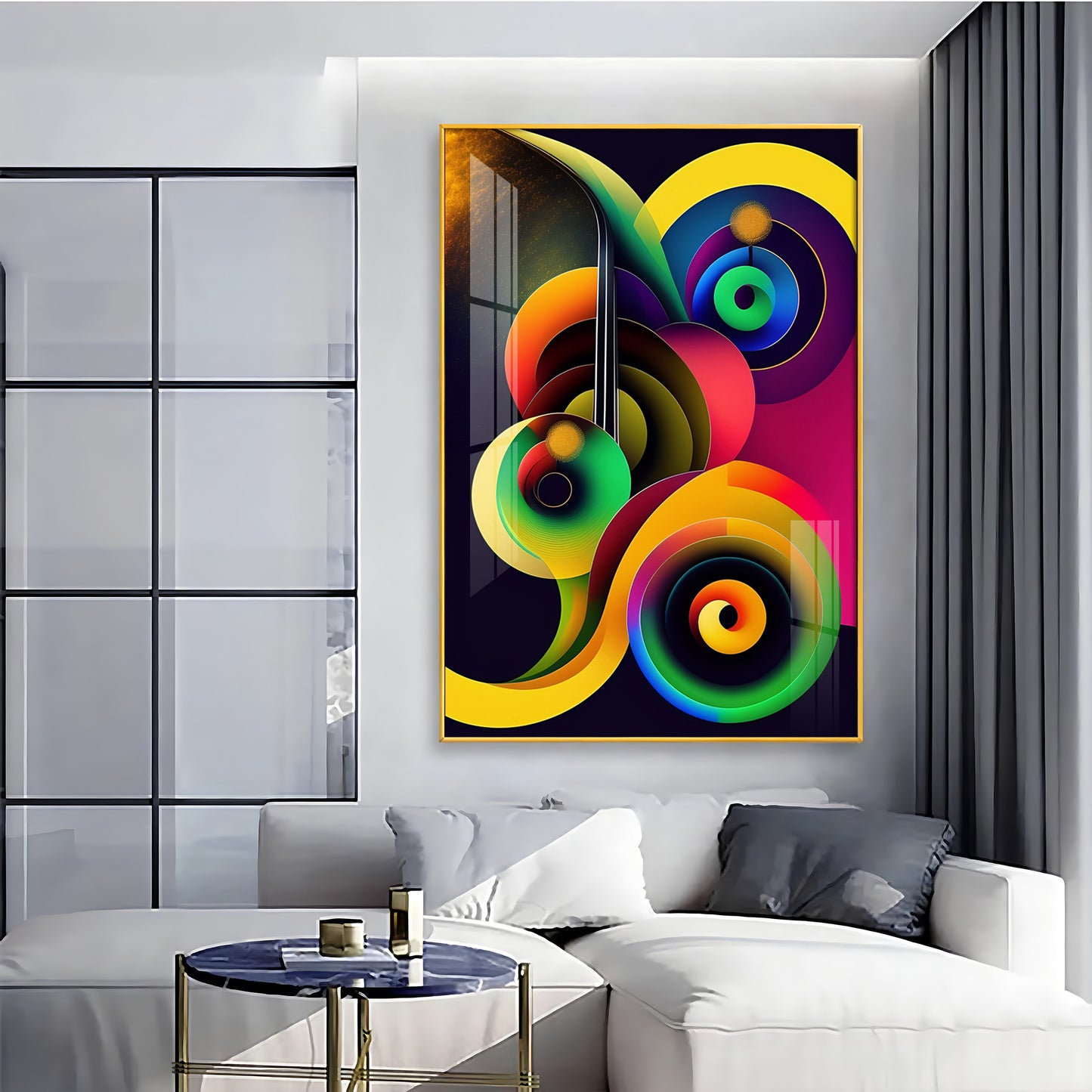 Dynamic Whirl Glass Finish Vertical Wall Art
