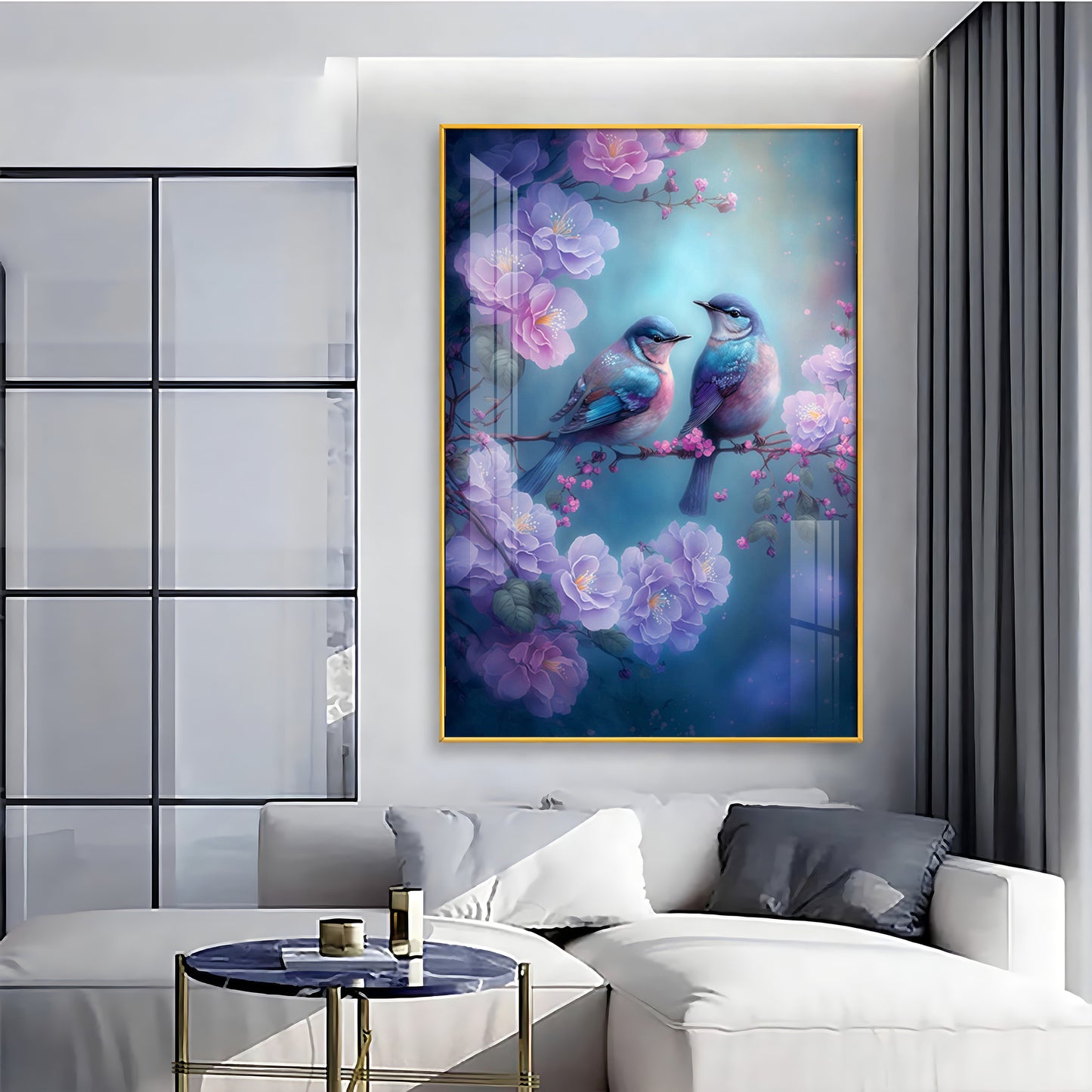 Harmony in Flight Glass Finish Vertical Wall Art