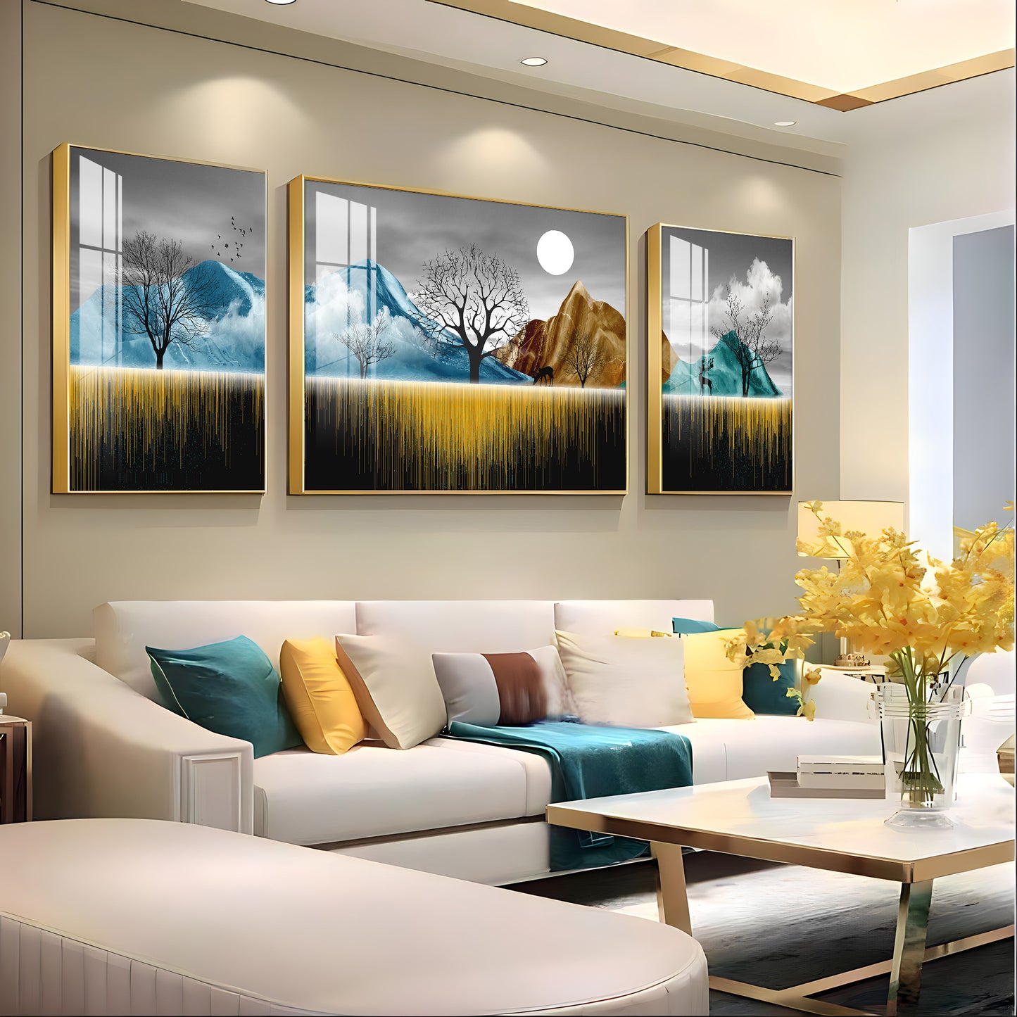 Imaginative Serenity Glass Finish Wall Art (Set Of 3)