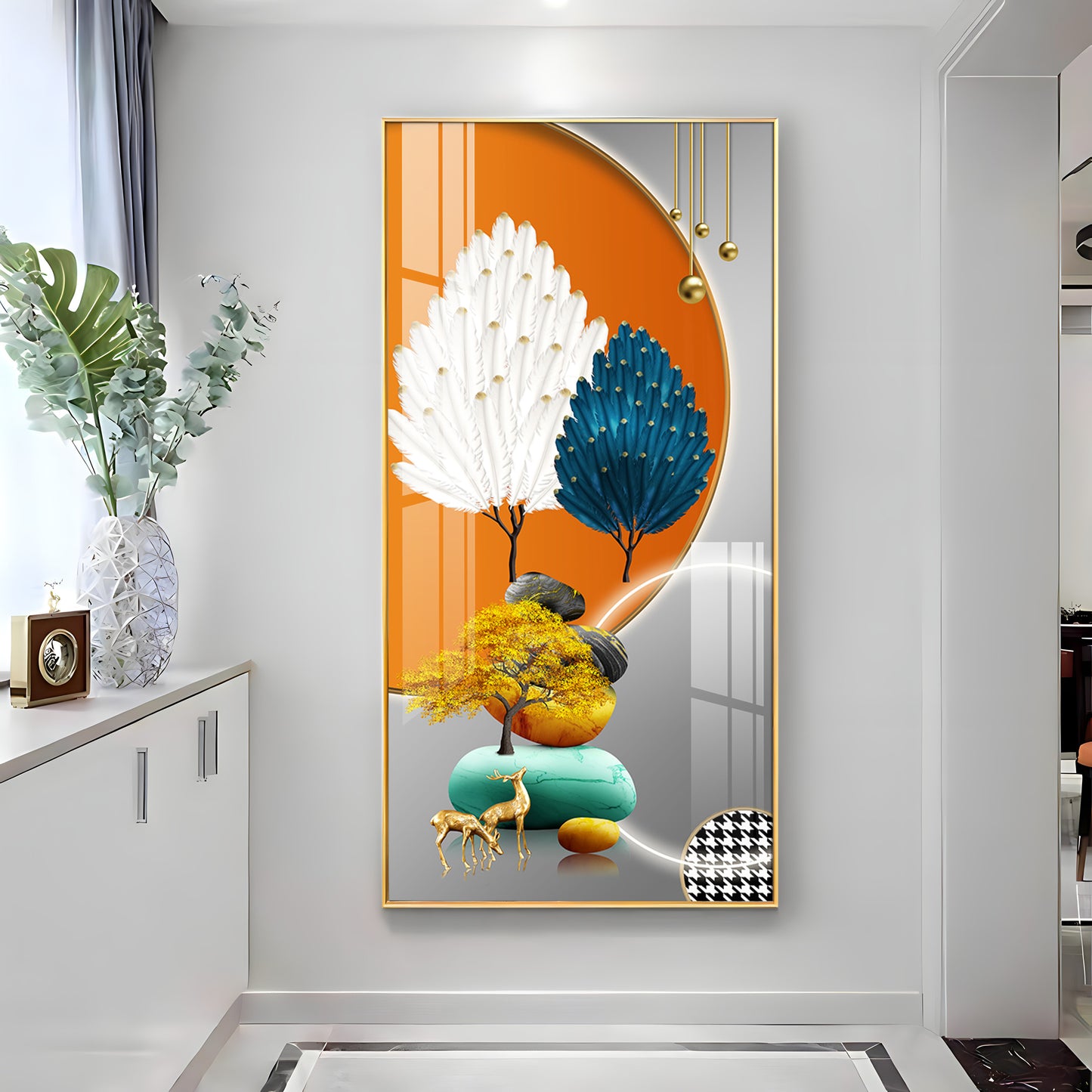 Orange Blossom Glass Finish Vertical Wall Art