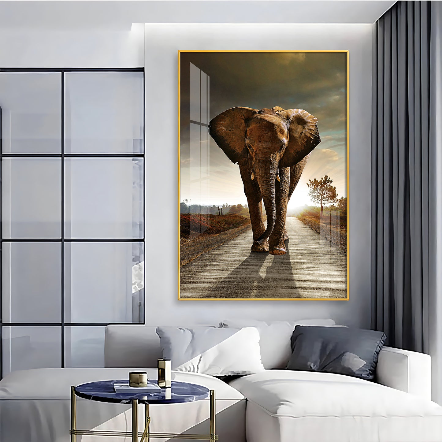 Urban Safari Living Room Adventure Glass Finish Vertical Wall Art
