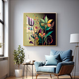 Midnight Petals Glass Finish Square Wall Art