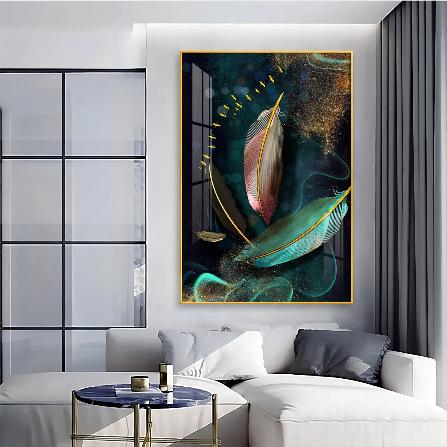 Whimsical Wings Glass Finish Vertical Wall Art