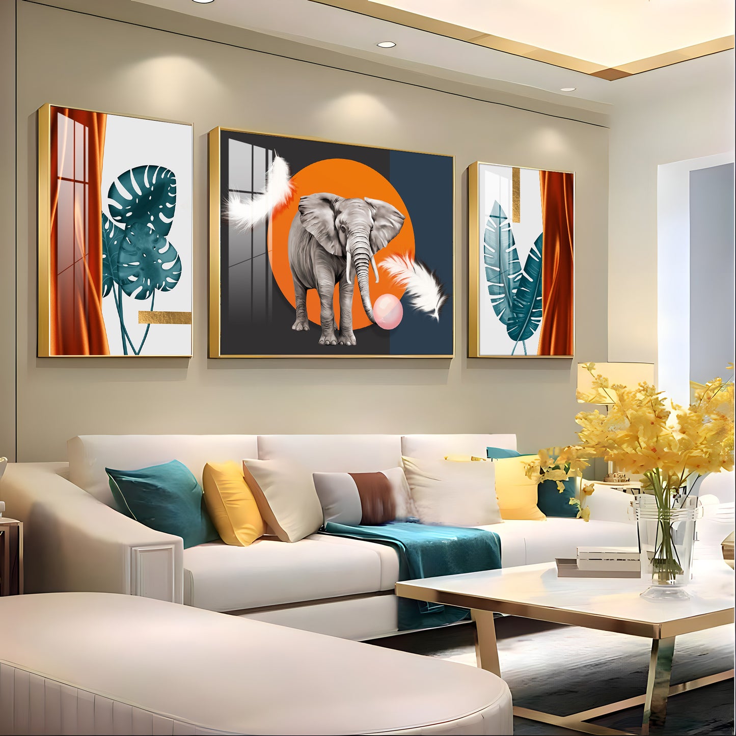 Alpha Aura Glass Finish Wall Art (Set Of 3)